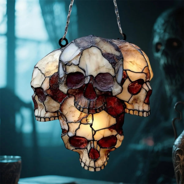 Luminous Ossuary | Acrylic Skull Head Window Suncatcher & Wall Decor