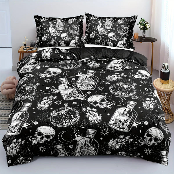 The Celestial Skull & Midnight Moon Comforter Set