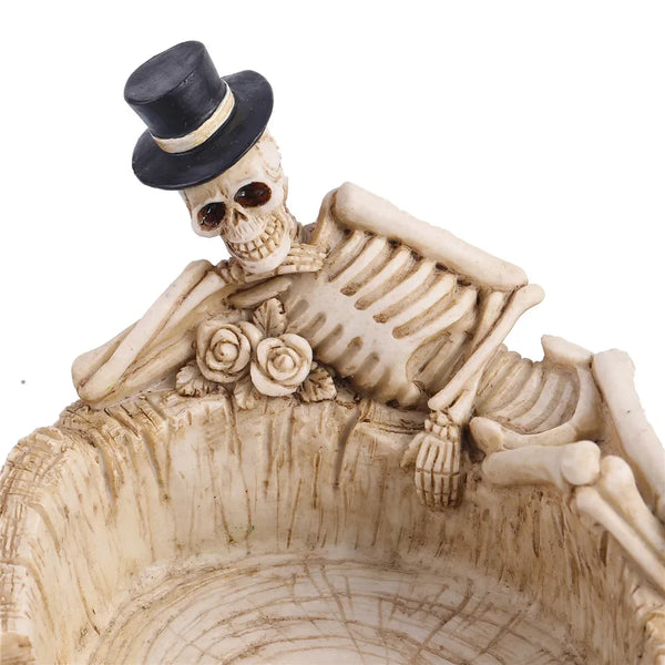 Skeleton With Top Hat Resin Ashtray