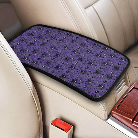 Skull Purple Plaid Car Armrest Cover Interior Accessories