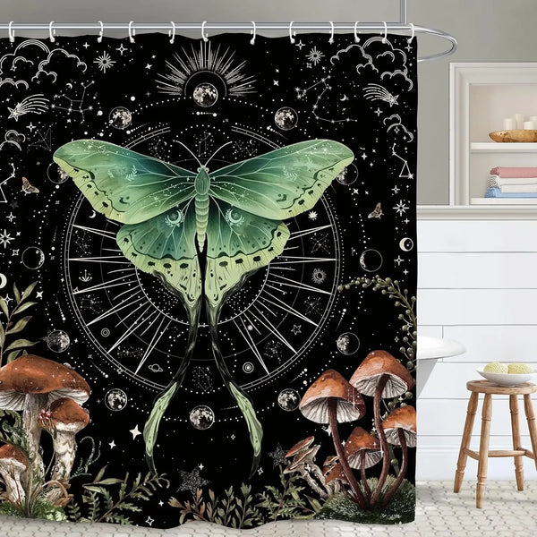 The "Daily Grind" Skeleton Shower Curtain & Hook Set
