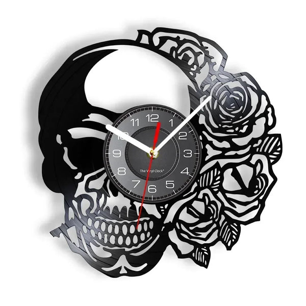 Skull Head Vinyl Record Wall Clock