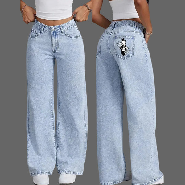 Relic Wide-Leg | Distressed Skull Pocket Denim