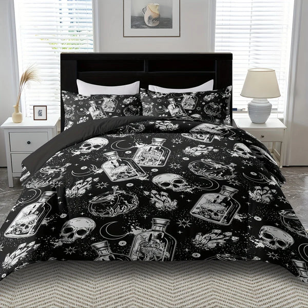 The Celestial Skull & Midnight Moon Comforter Set