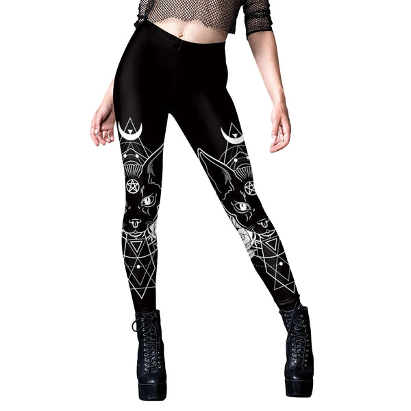 Gothic Leggings For Women Black Cat, Skull and More