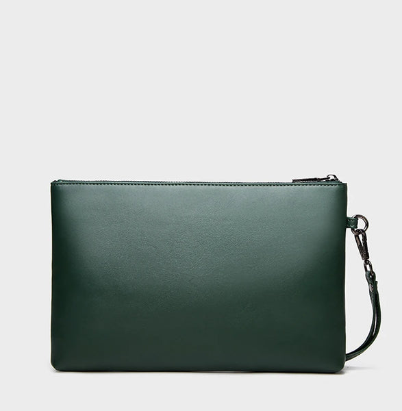 The Obsidian Skull Embossed Leather Clutch Bag