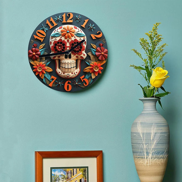 Artistic Skull Design Wall Clock Home Decor