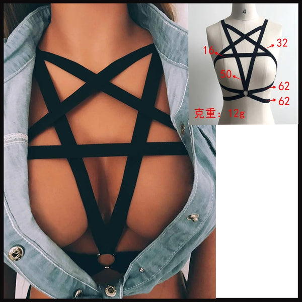Graphite Grid | Cupless Elastic Cage Harness Bra