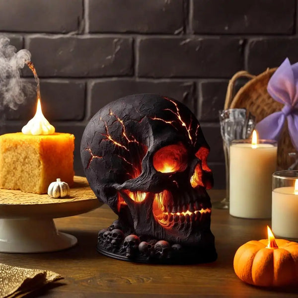 Lava Stone Skull Lamp - LED Gothic Desk Lamp & Room Accent