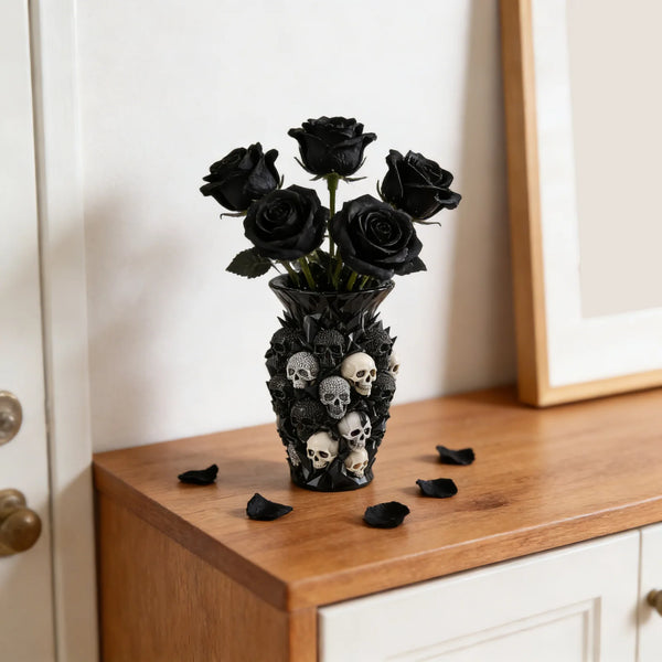 The Obsidian Geometric Diamond Skull Resin Vase