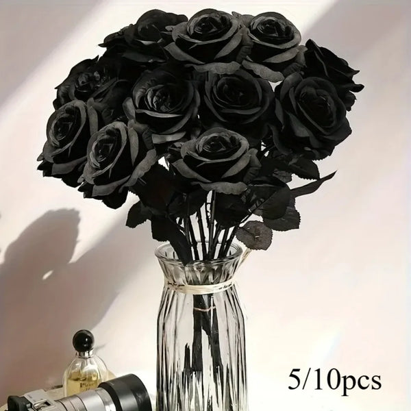 The Midnight Eternal Long-Stem Black Roses 5/10 Pieces