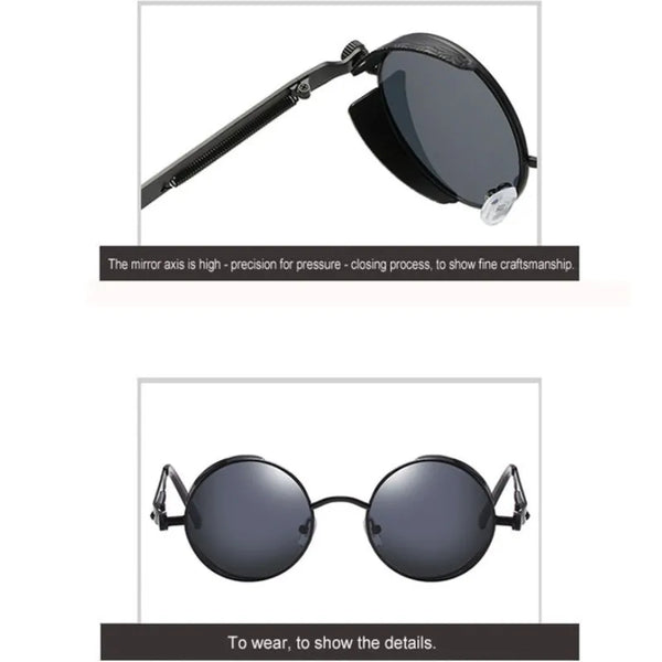 Steam Punk Metal Spring-legged Sunglasses Anti-ultraviolet