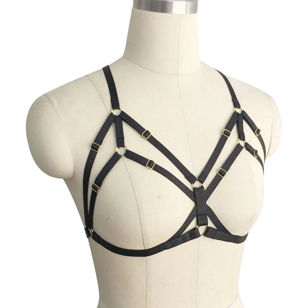 Women's Harness Cupless Gothic Cage Bra