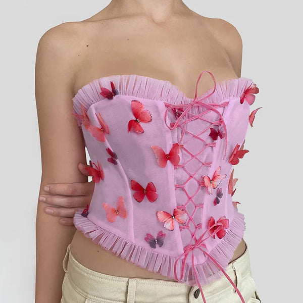 Gothic Women's Lace-up Back Zipper Corset