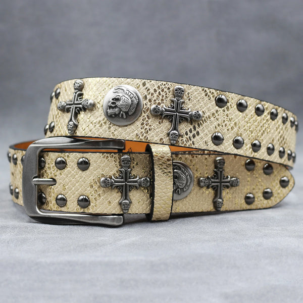 The Iron Cross Skull Rivet Studded Belt