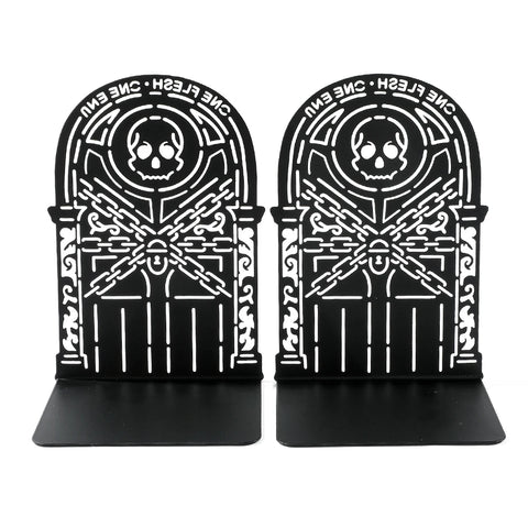 Skull Hell's Gate Metal Book Ends For Book Lovers