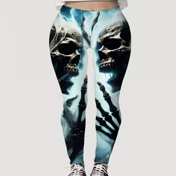 Women’s Skull Print Leggings – High-Waist Stretchy Workout & Yoga Tights