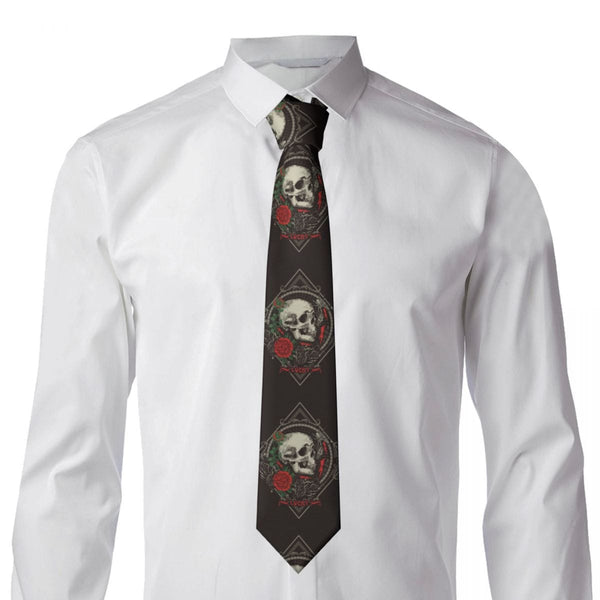 Men's Gothic Skull And Roses Necktie