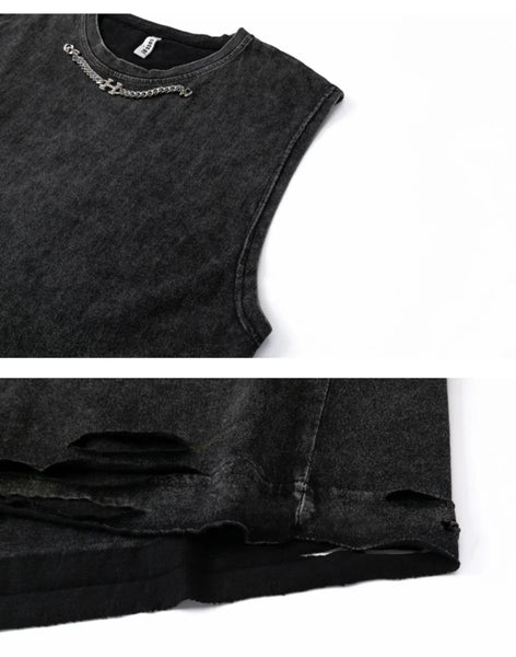 Dark Streetwear Men's Skull Cotton Sleeveless Tank