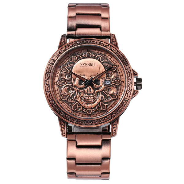 The Outlaw Retro Leather Skull Quartz Watch
