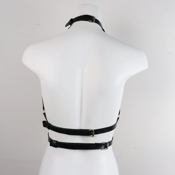 Woman's Gothic Halter Rings Hollowed Out Gage Bra