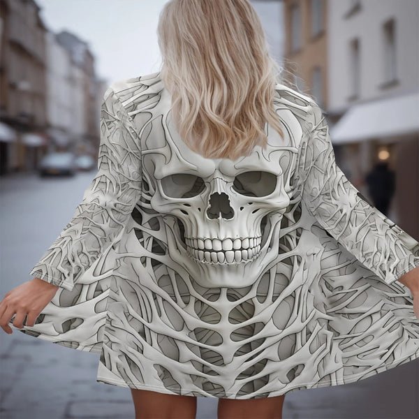 Spectral 3D Skull Cardigan | Lightweight Open Front Gothic Cardigan