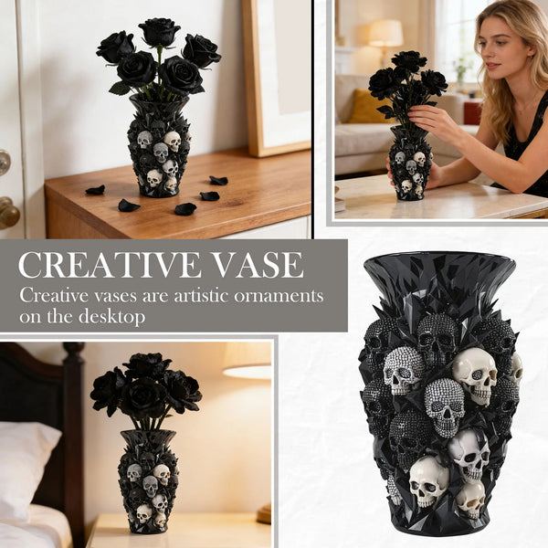 The Obsidian Geometric Diamond Skull Resin Vase