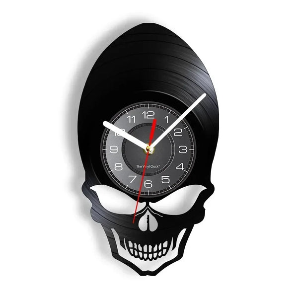 Skull Head Vinyl Record Wall Clock