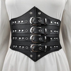 Women's Lace-up Corset Black Wide Belt Gothic Fashion
