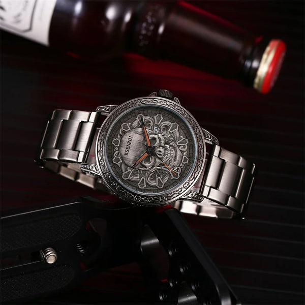 The Outlaw Retro Leather Skull Quartz Watch