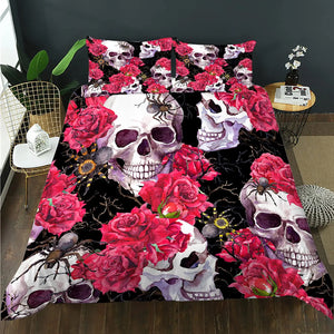 Skull Rose Theme Duvet Cover Bedding Set