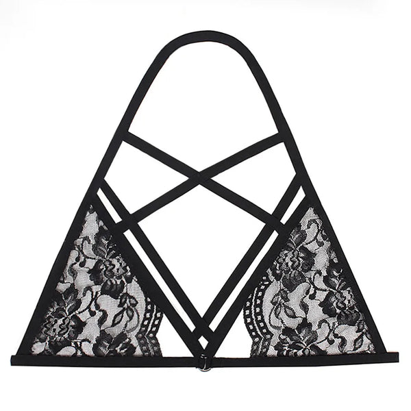 Graphite Grid | Cupless Elastic Cage Harness Bra