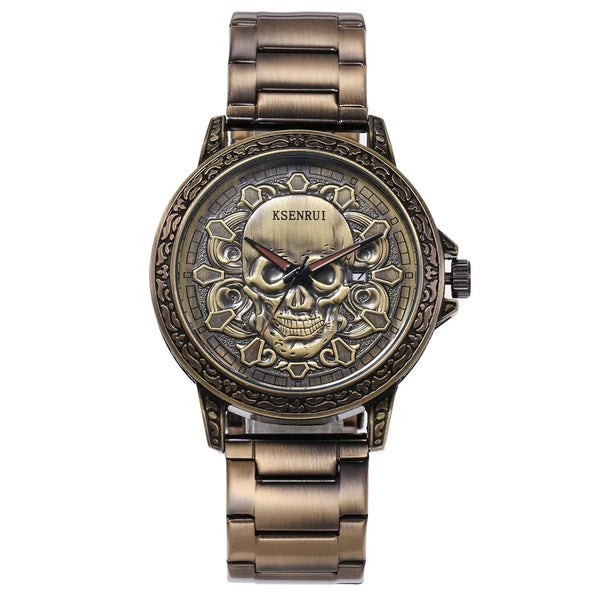 The Outlaw Retro Leather Skull Quartz Watch