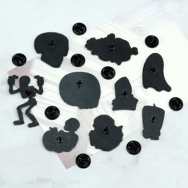 Punk Black And White Skull Lapel Pins