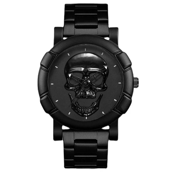 The Iron Skull Quartz Watch & Steel Link Bracelet Gift Set