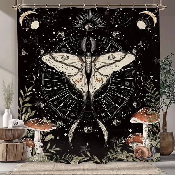 The "Daily Grind" Skeleton Shower Curtain & Hook Set