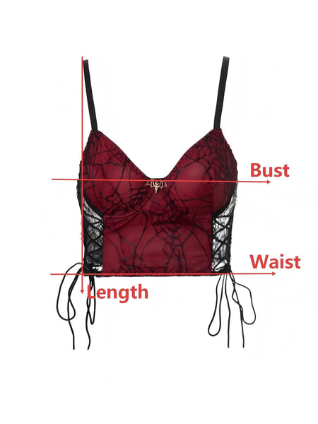 Women’s Gothic Spider Web Strap Crop Top – Dark Retro Alt Streetwear