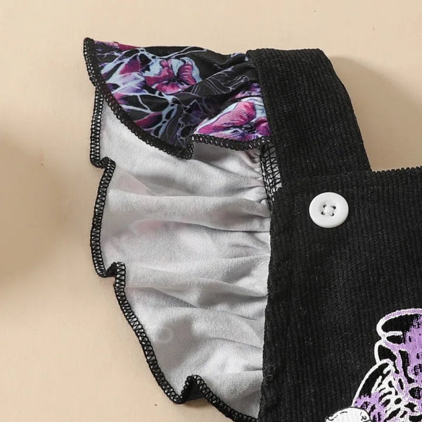 Little Omen | 2-Piece Gothic Butterfly & Skull Corduroy Romper Set