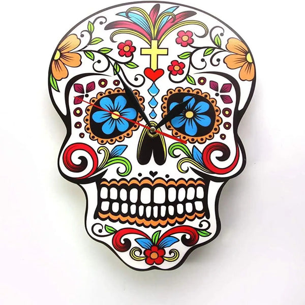 Floral Skull Wall Silent Quartz Clock Home Decoration