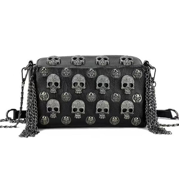 Unlock Your Edgy And Stylish Side With This Women's Metal Skull Punk Style Bag!