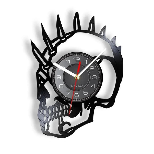 Skull Head Vinyl Record Wall Clock