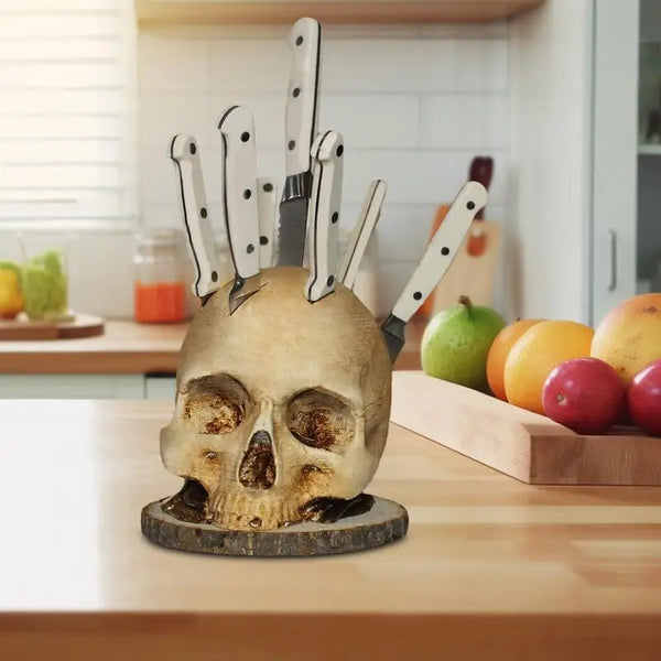 Skull Head Kitchen Knives Holder Organizer