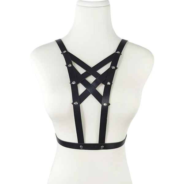 Black Body Harness Strap Belts Cage Bra Gothic Rave Clothes