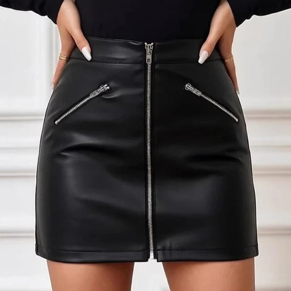 Obsidian Edge | High-Waist PU Leather Mini Skirt