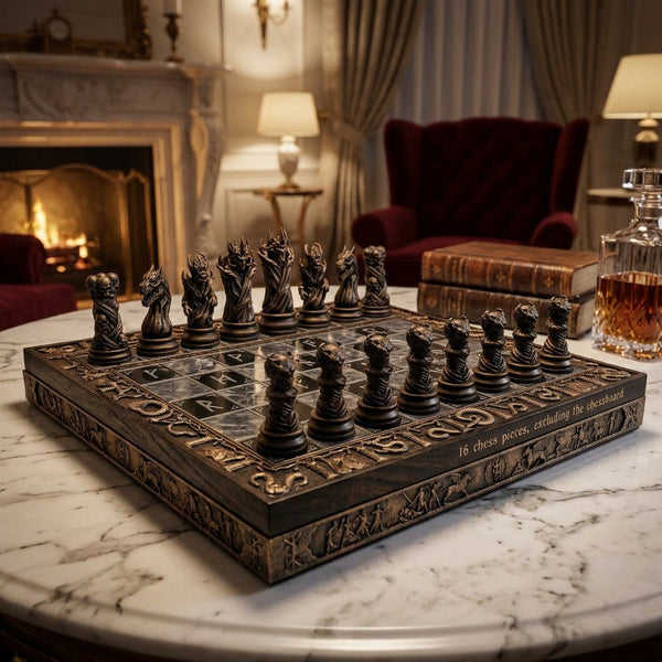 16 Pcs Gothic Skull Chess Pieces Set – Dark Fantasy Macabre Game Set
