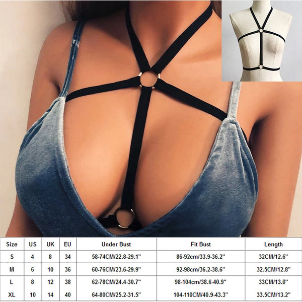 Graphite Grid | Cupless Elastic Cage Harness Bra