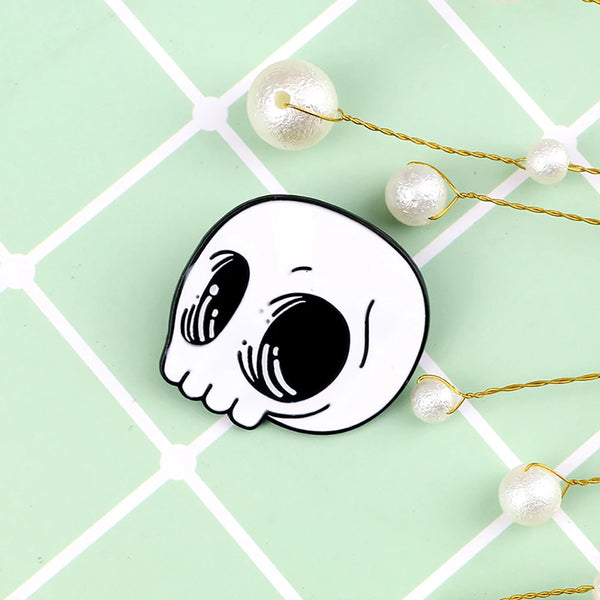 Punk Black And White Skull Lapel Pins