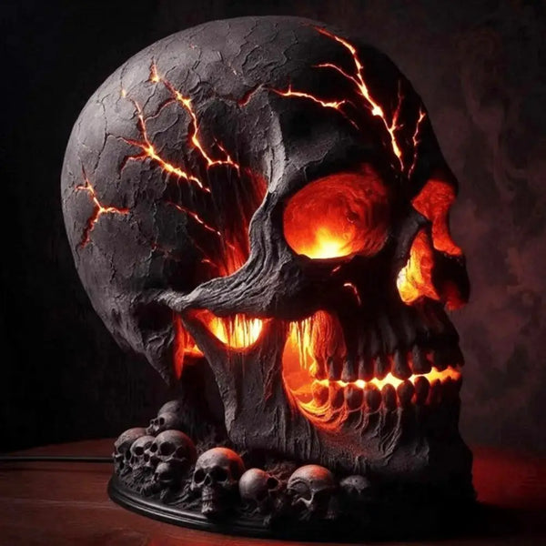 Lava Stone Skull Lamp - LED Gothic Desk Lamp & Room Accent
