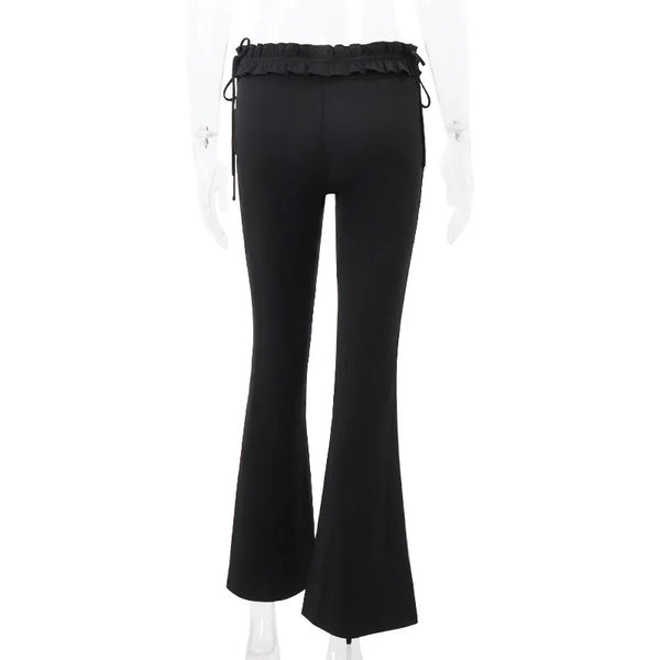 Women's Ruffles Gothic Boot Cut Bandage Streetwear Pants