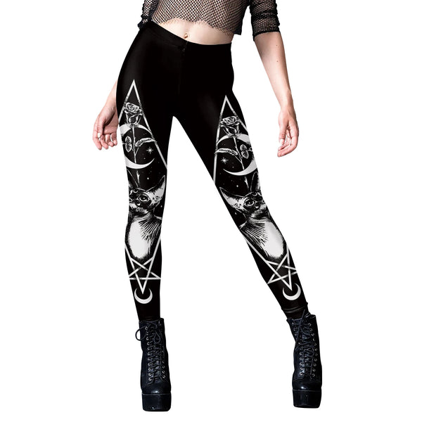 Gothic Leggings For Women Black Cat, Skull and More